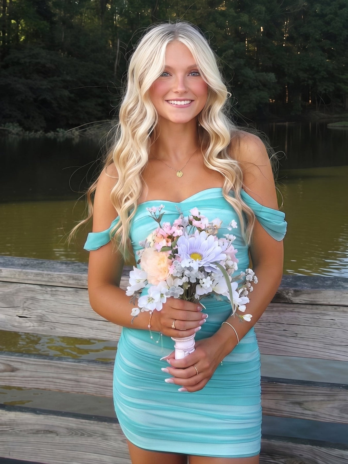 Pink Off The Shoulder Tulle Short Homecoming Dresses