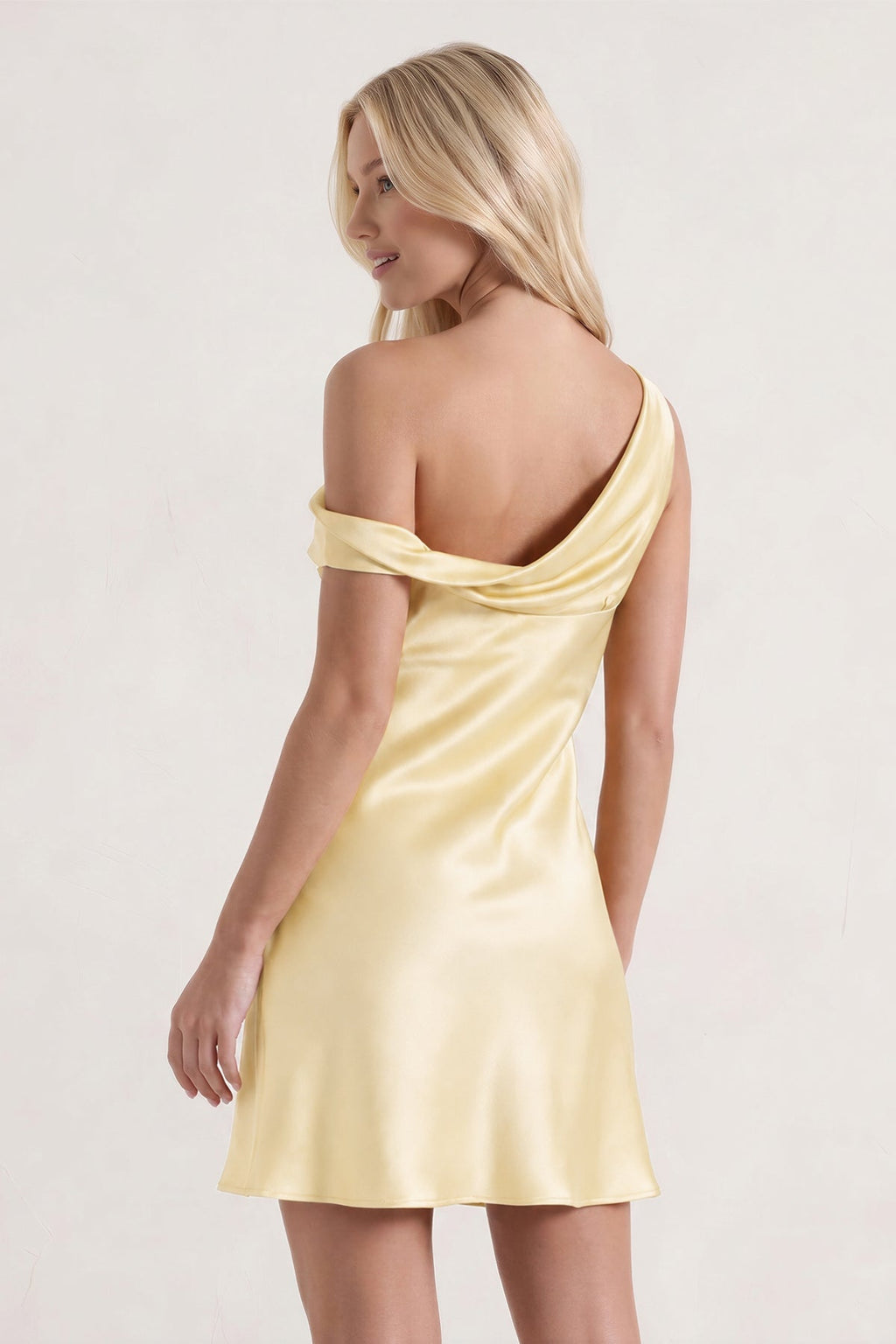 Aqua One-Shoulder Satin Ruched Sheath Homecoming Dress