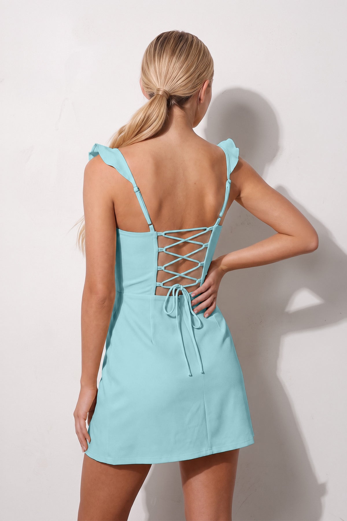 Yellow Sweetheart Sheath Ruffled Linen Homecoming Dress With Slit