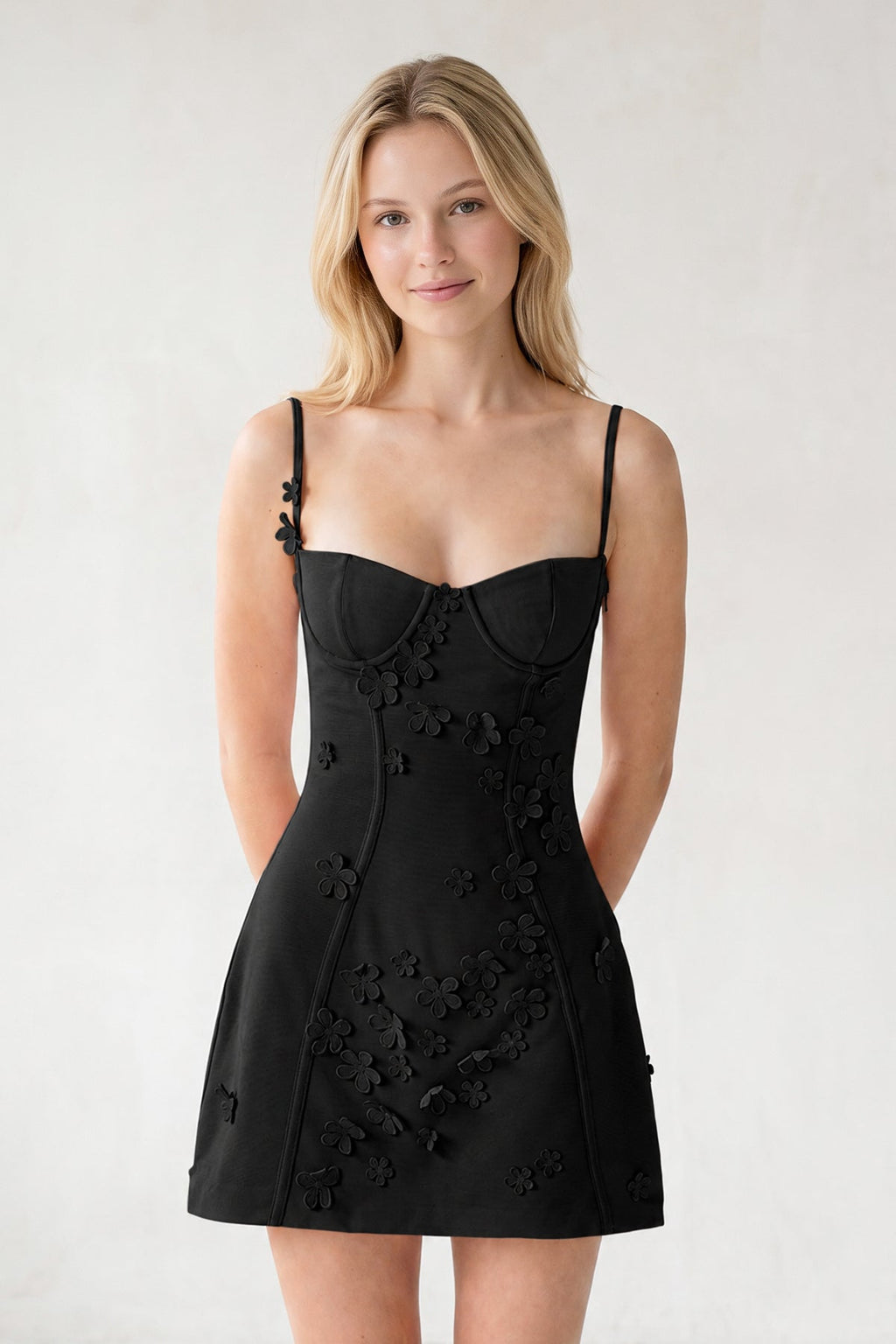 Pink A-Line Appliqued Spaghetti Straps Short Homecoming Dress