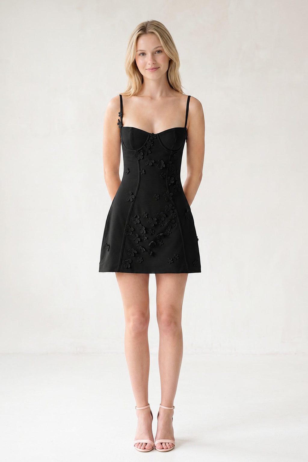 Pink A-Line Appliqued Spaghetti Straps Short Homecoming Dress