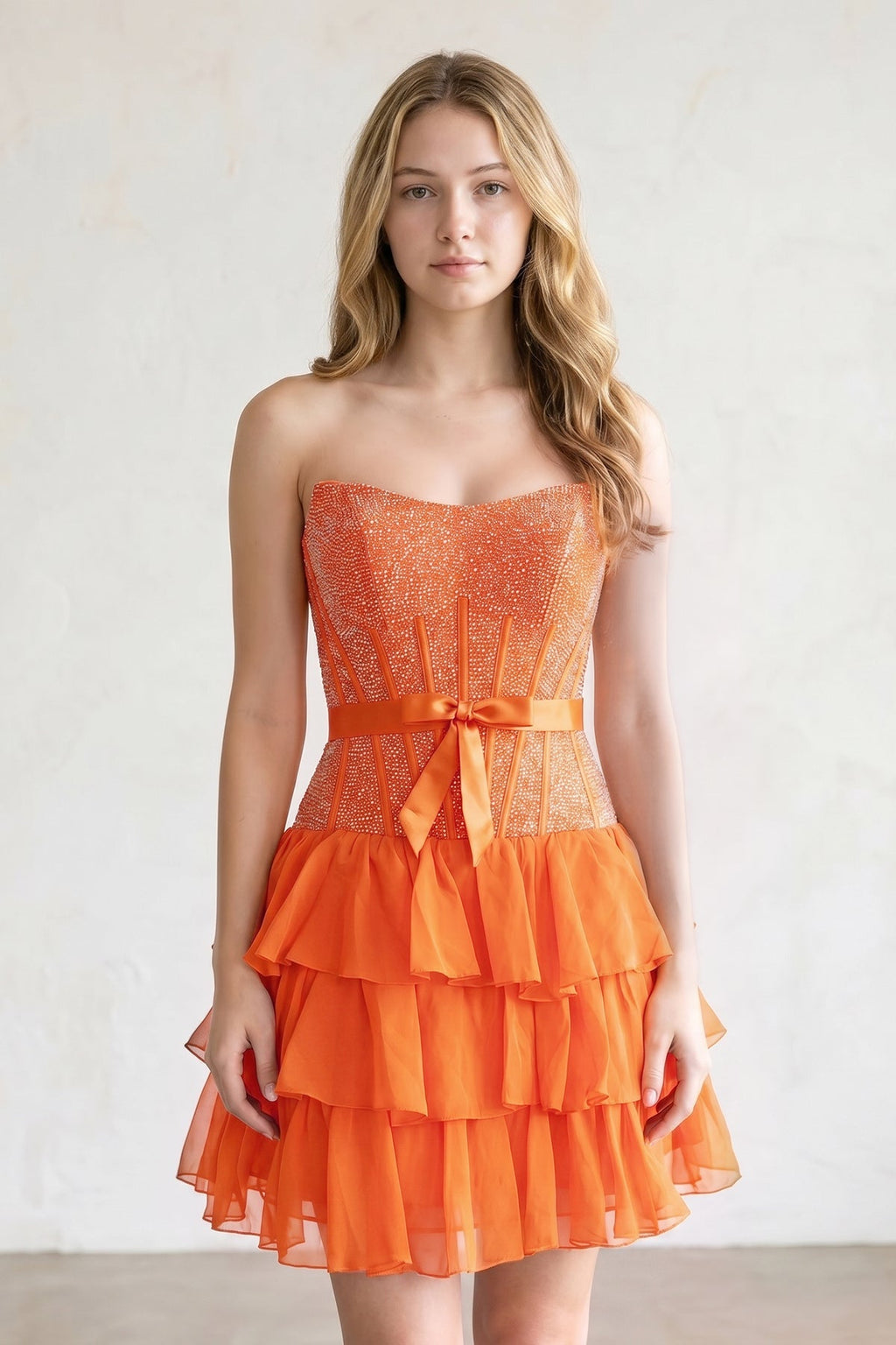Black Beaded Corset Strapless Ruffled A-Line Homecoming Dress