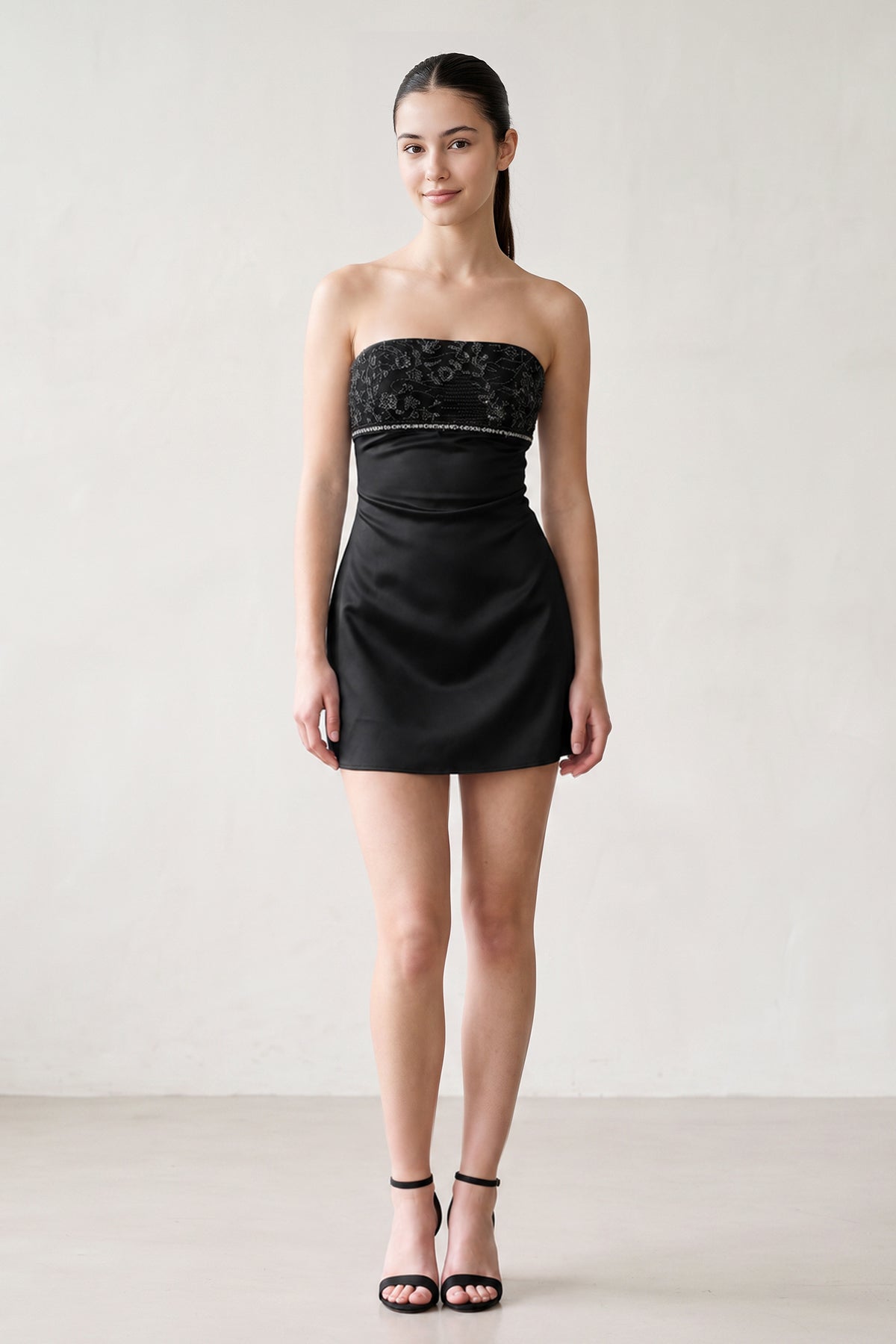 Aqua Strapless Appliqued Satin Sheath Homecoming Dress