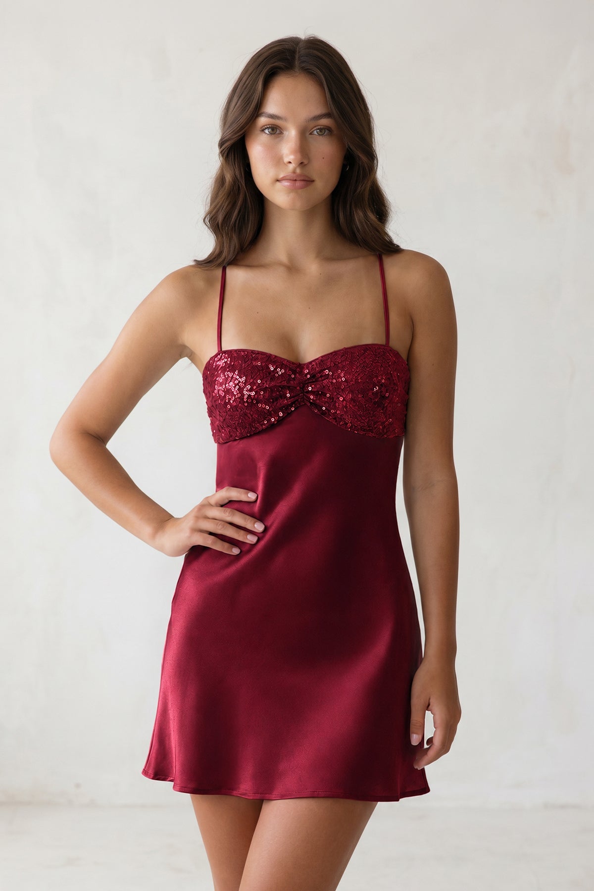 Sky Blue Spaghetti Straps Sheath Satin Homecoming Dress With Sequins