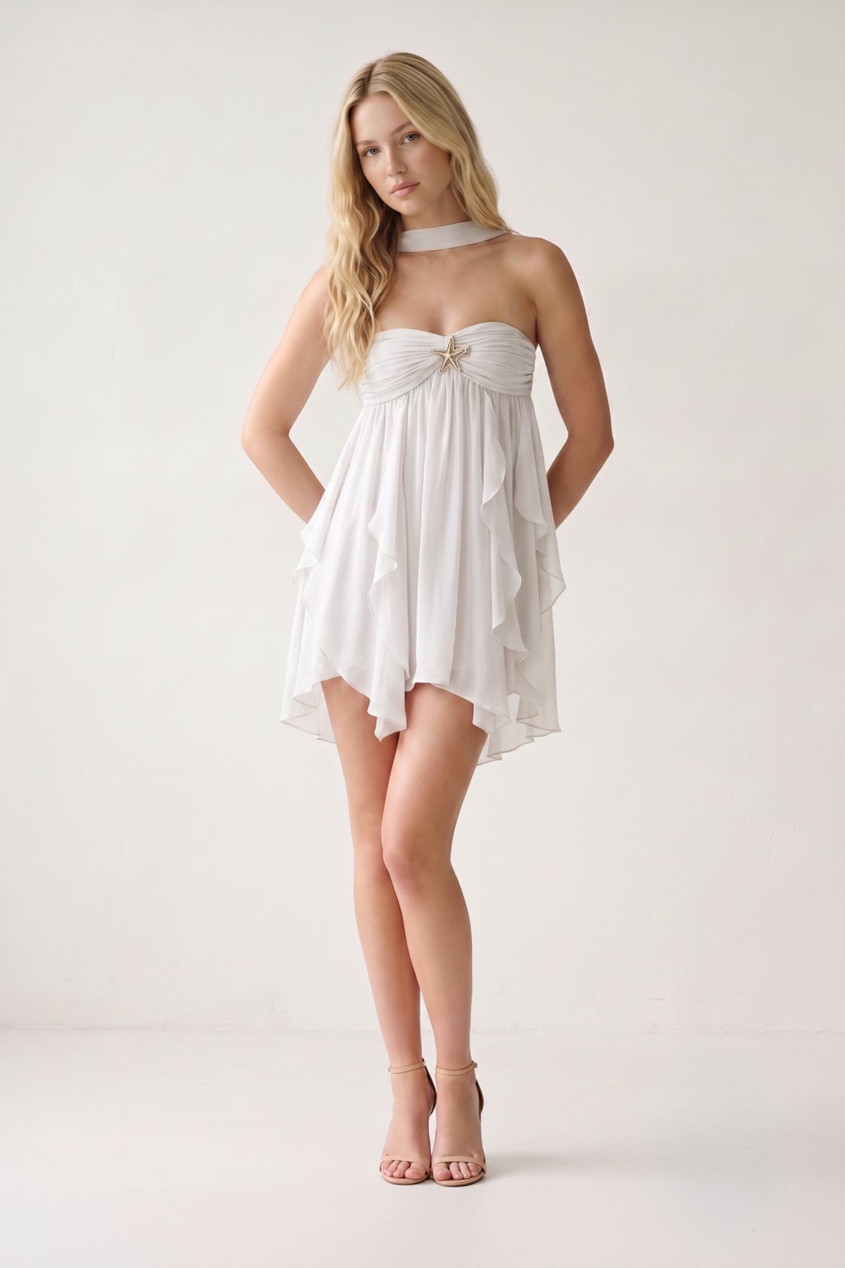 Dusty Pink Ruffled A-Line Sweetheart Ruched Homecoming Dress