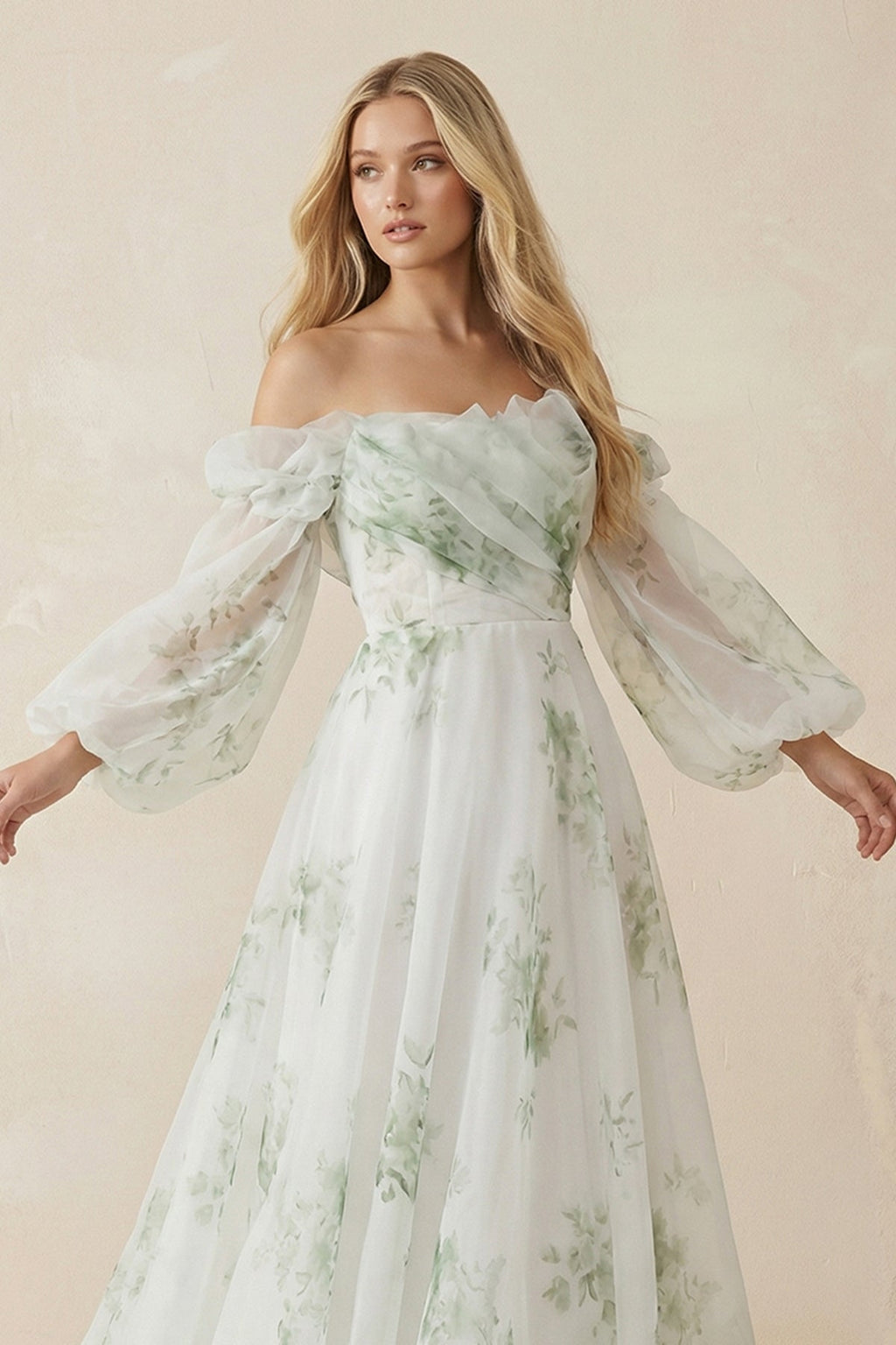 A-Line Floral Appliqued Majesty Bridal Wedding Dress with Ruffles