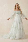 A-Line Floral Appliqued Majesty Bridal Wedding Dress with Ruffles