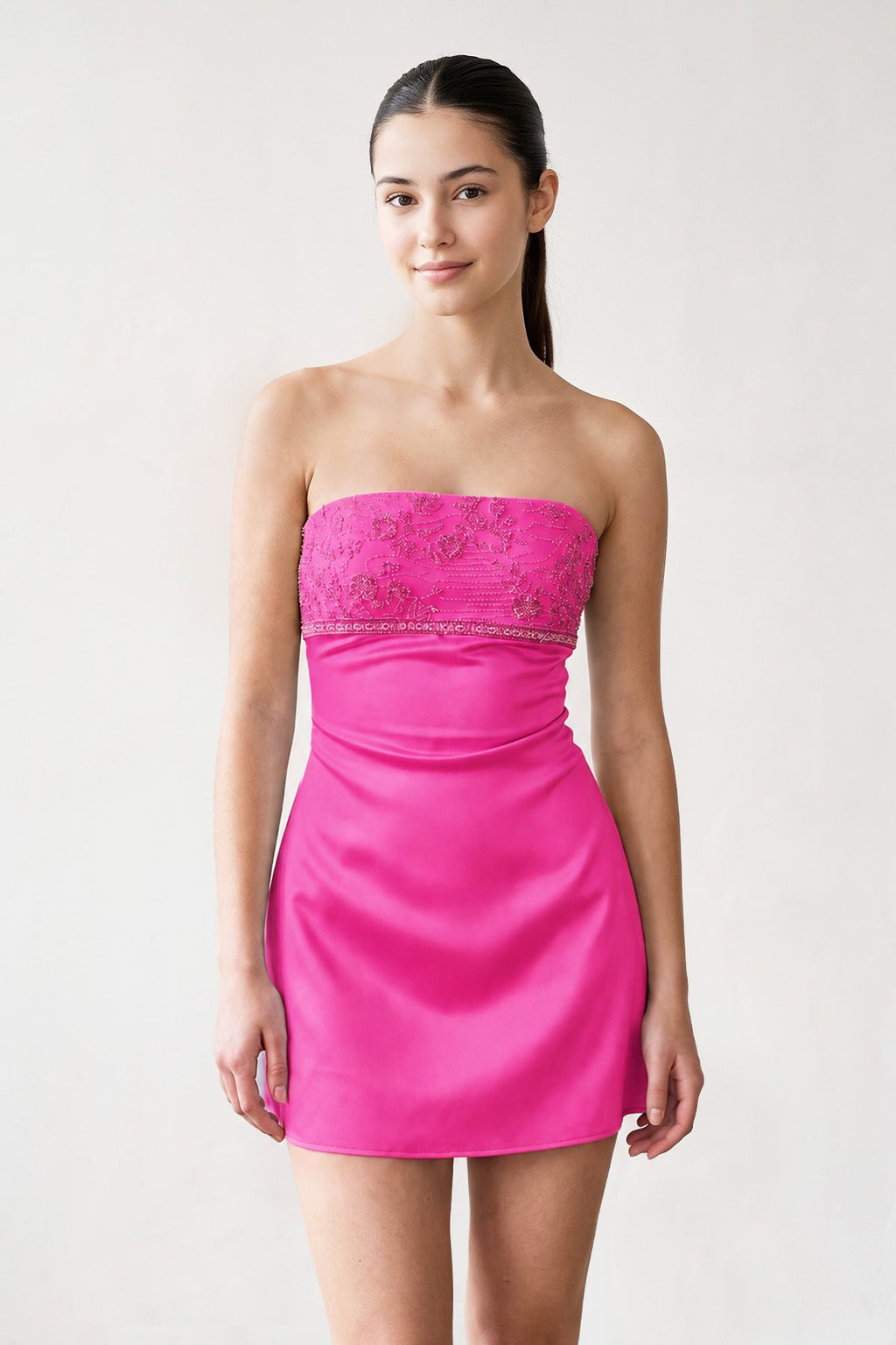 Aqua Strapless Appliqued Satin Sheath Homecoming Dress