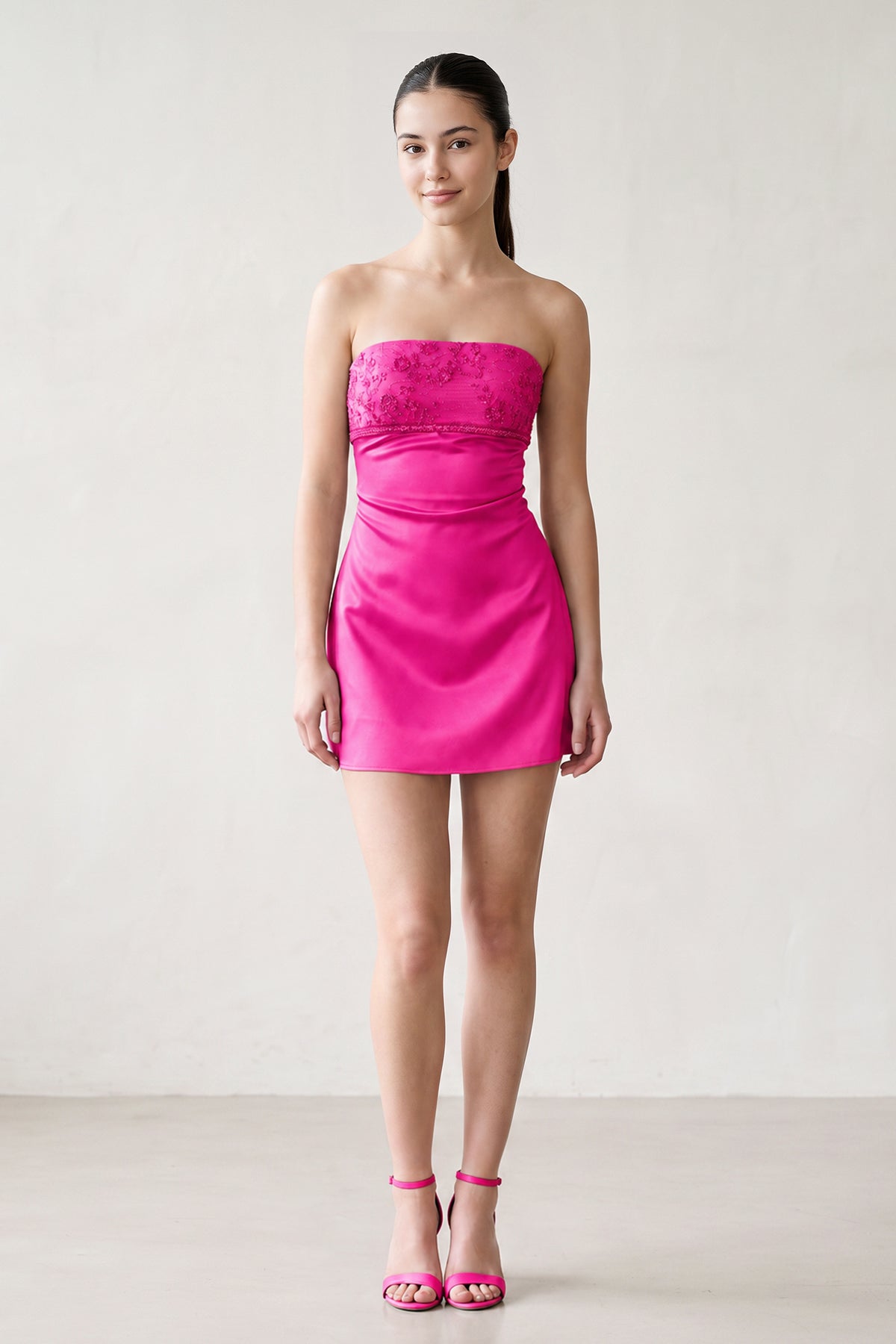 Aqua Strapless Appliqued Satin Sheath Homecoming Dress