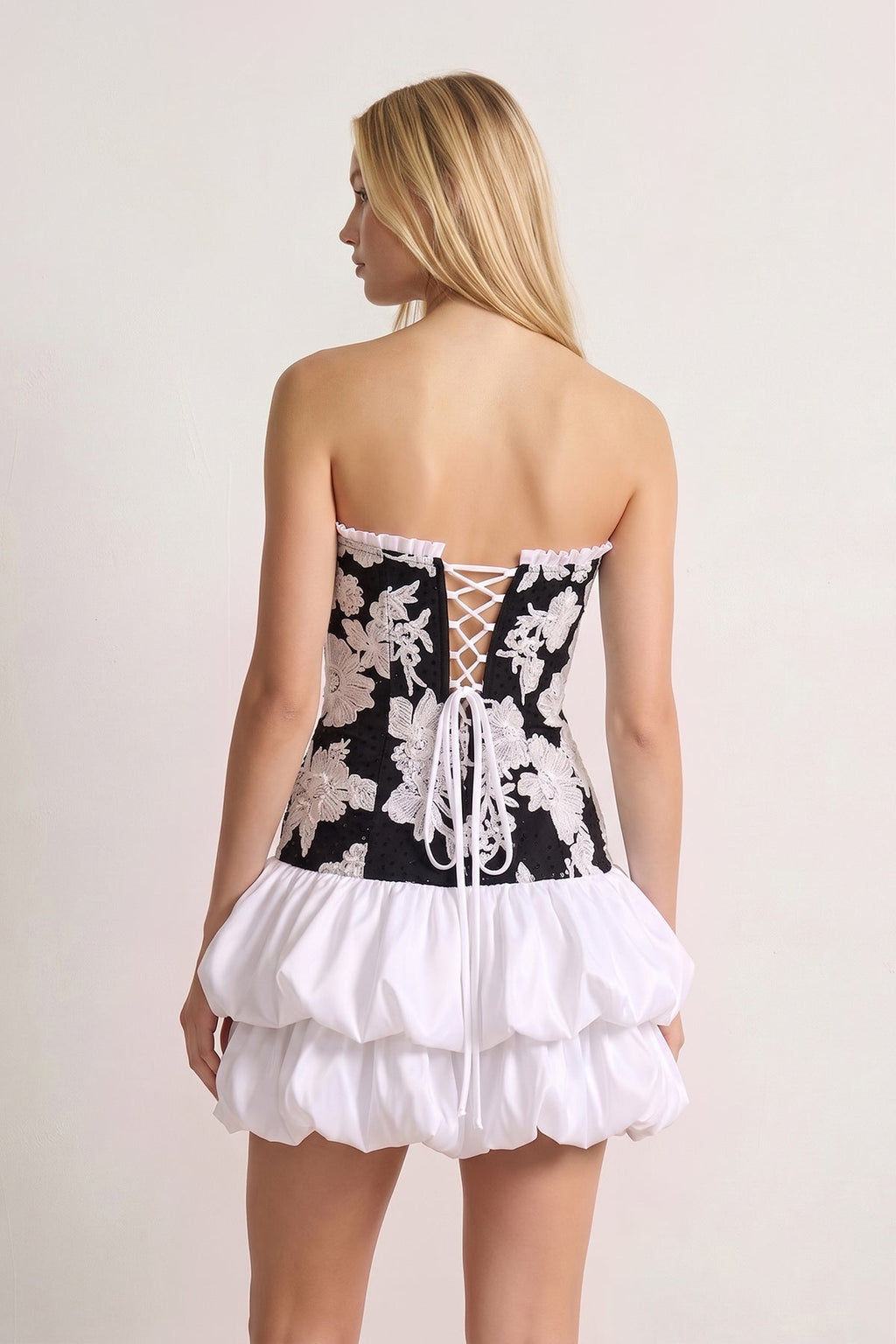Hot Pink Strapless Embroidered Flower Ruched A-Line Homecoming Dress