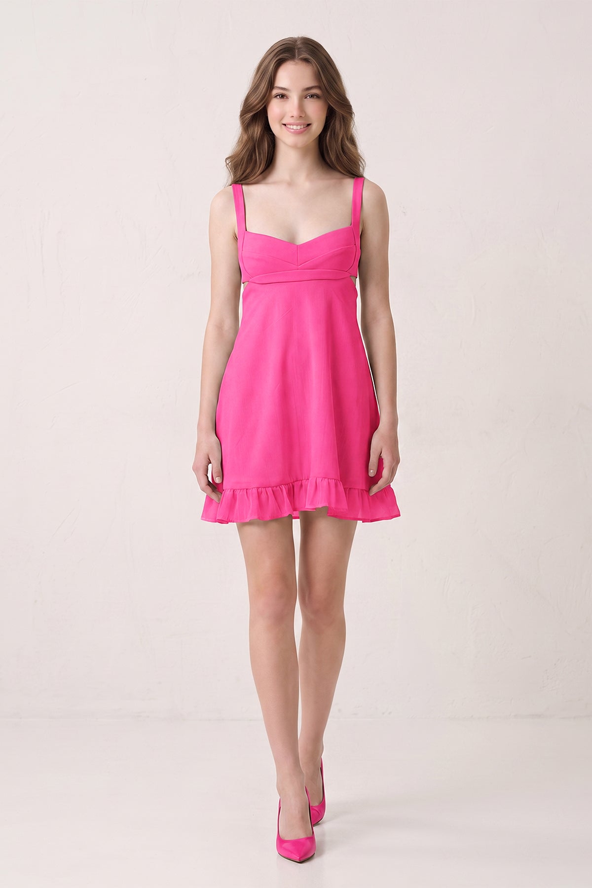 Mint Green Sweetheart Chiffon Ruffled A-Line Cut-Out Homecoming Dress