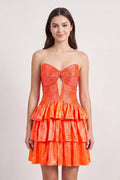 Orange Sweetheart A-Line Tiered Cut-Out Homecoming Dress With Beading