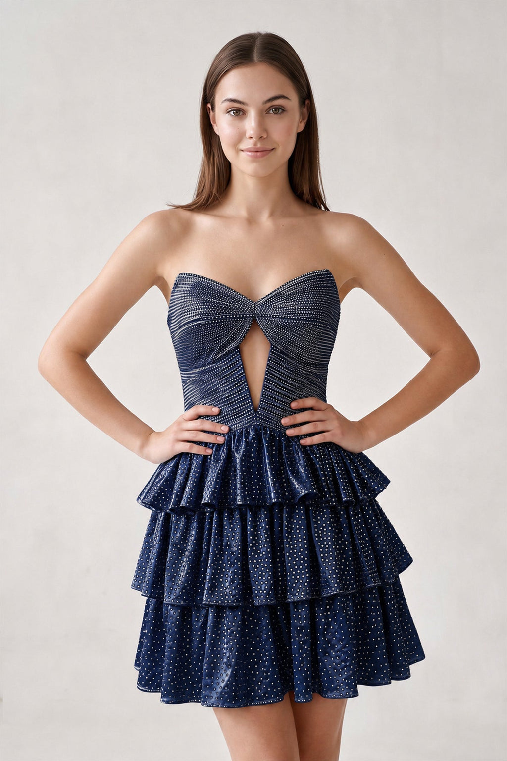 Orange Sweetheart A-Line Tiered Cut-Out Homecoming Dress With Beading