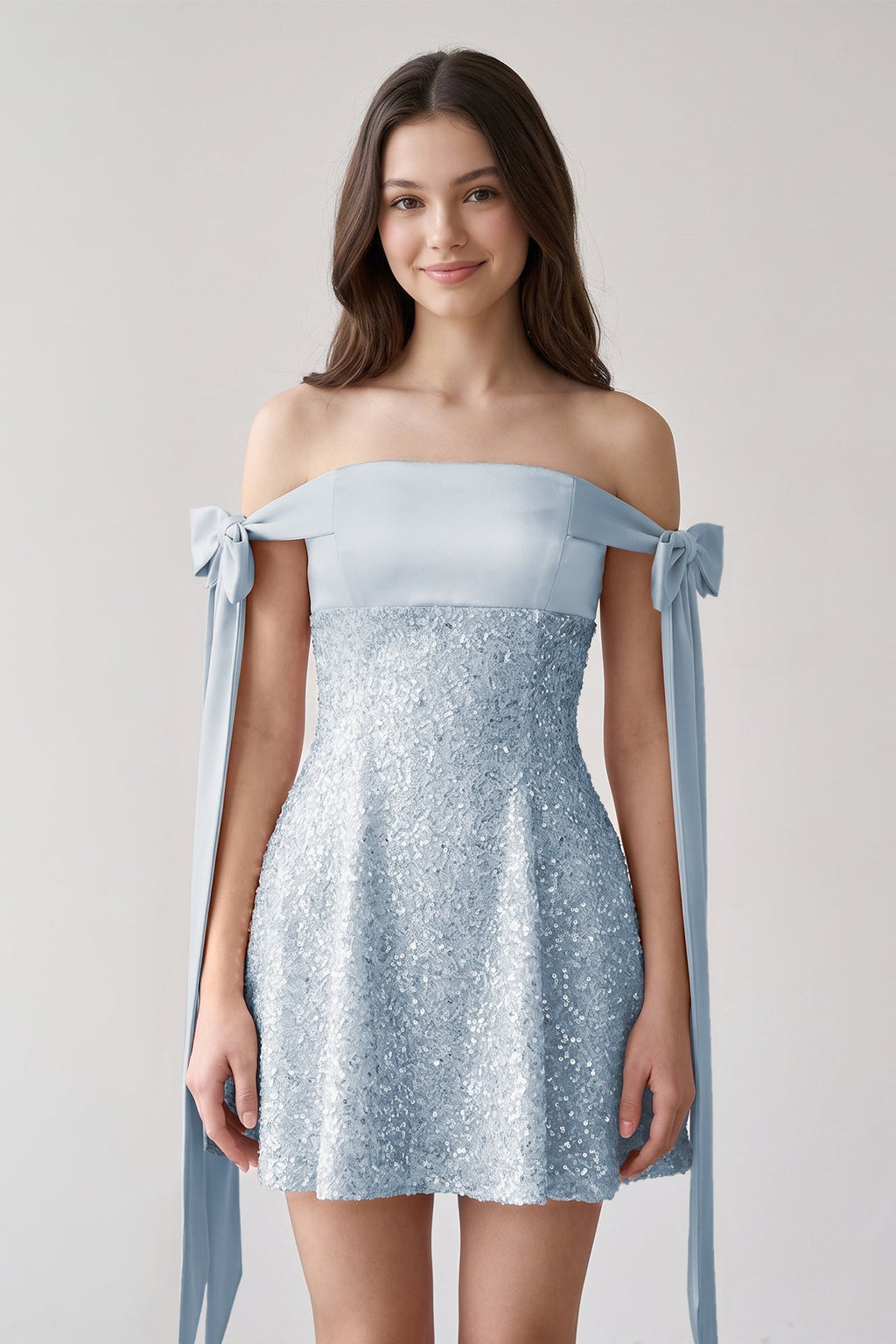 Pink Off-the-Shoulder A-Line Satin Homecoming Dress with Sequins