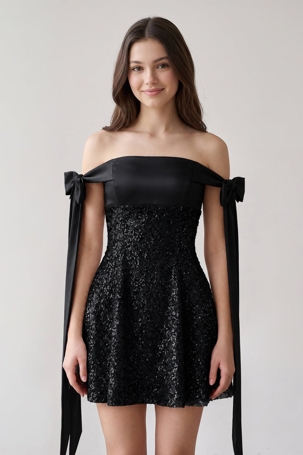 Pink Off-the-Shoulder A-Line Satin Homecoming Dress with Sequins