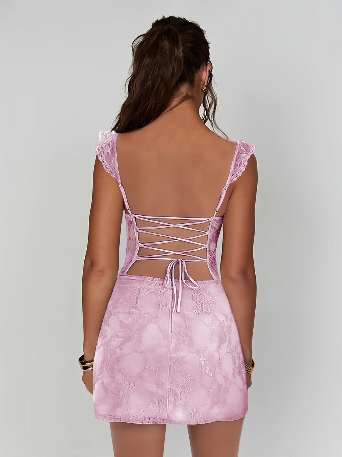 Lilac Sheath Scoop Neck Lace Short Homecoming Dress With Slit