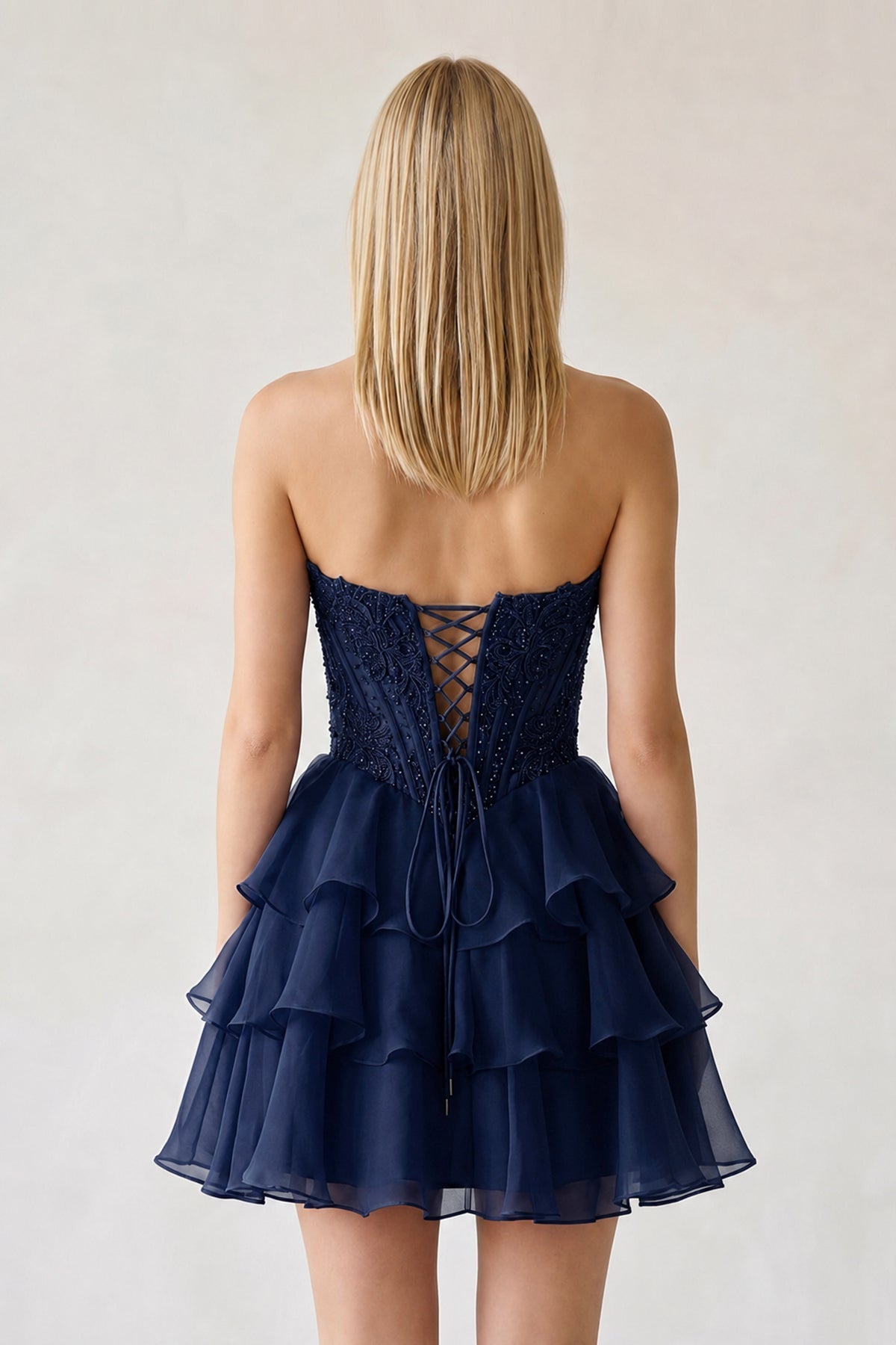 Red Ruffled A-Line Chiffon Sweetheart Corset Homecoming Dress With Beading