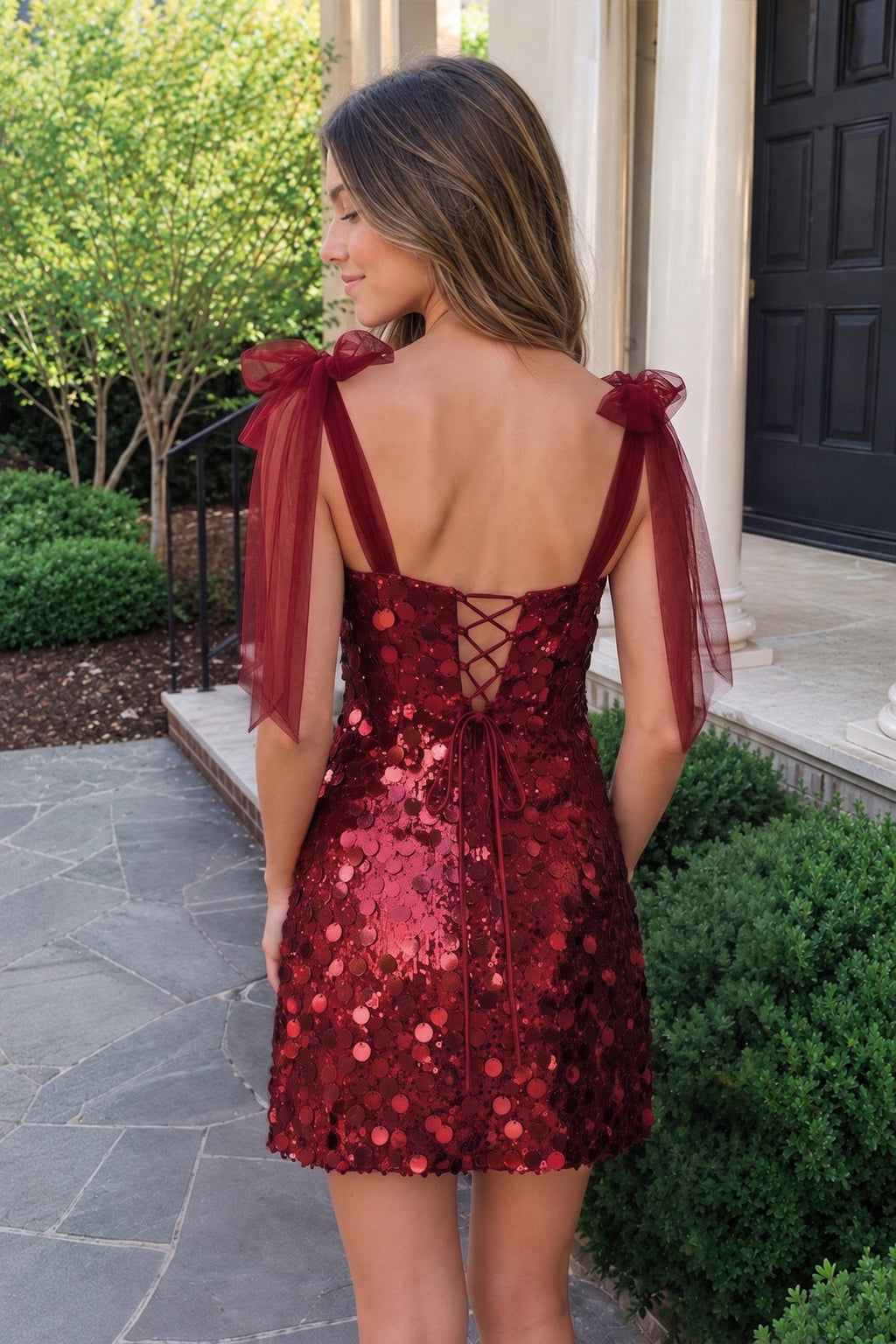 Silver Sparkly V-Neck A-Line Sequin Homecoming Dress