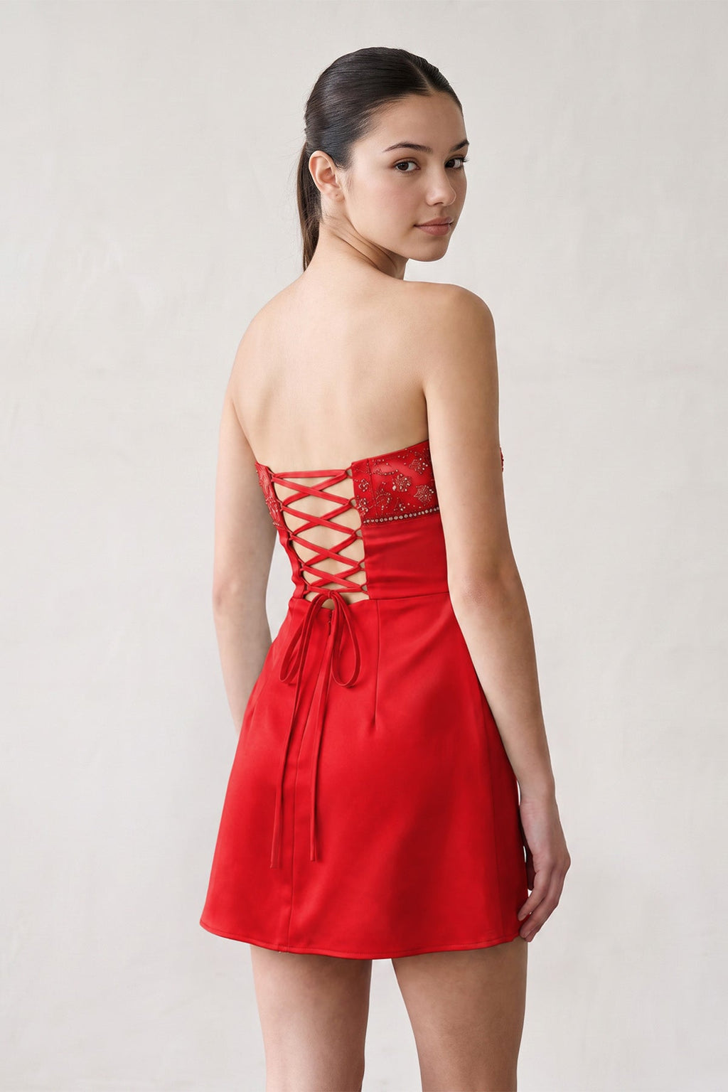 Aqua Strapless Appliqued Satin Sheath Homecoming Dress