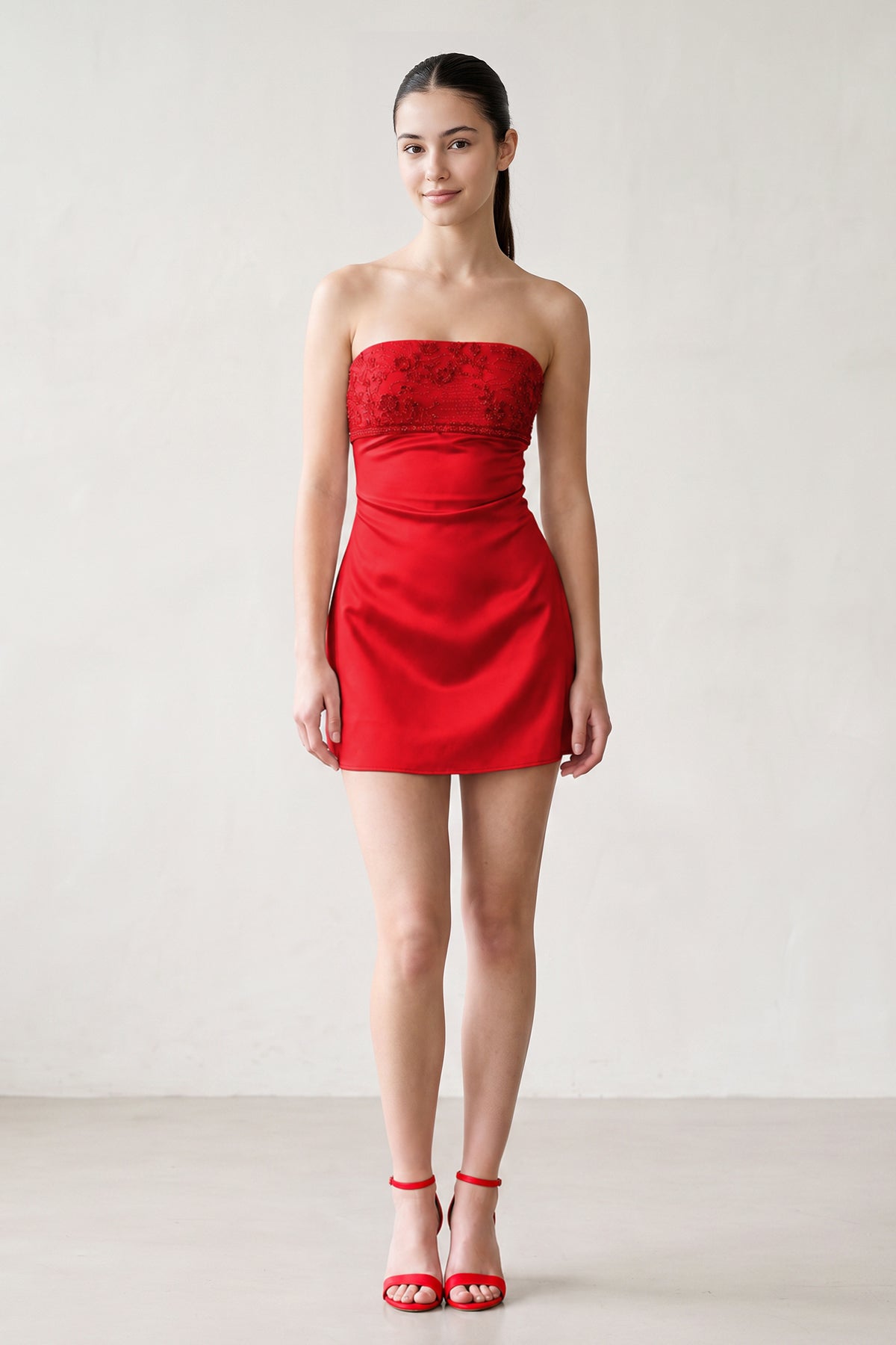 Aqua Strapless Appliqued Satin Sheath Homecoming Dress