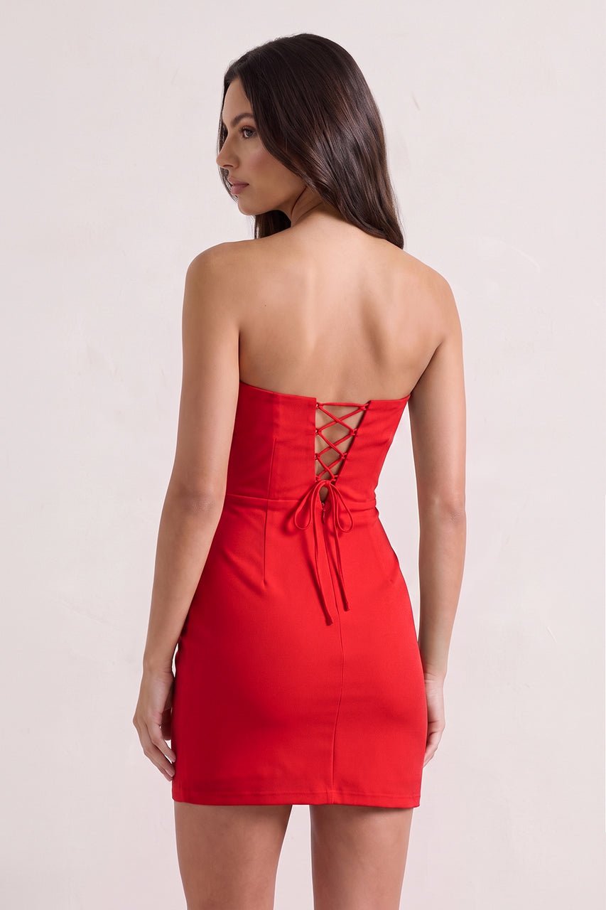 Strapless Yellow Corset Bodycon Short Satin Homecoming Dress