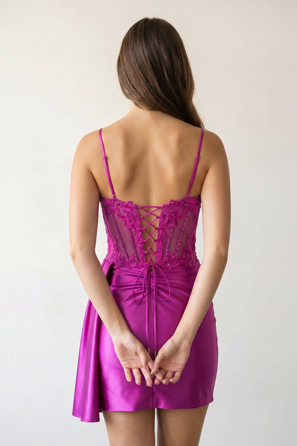 Royal Blue Cami Straps Sheath Satin Corset Appliqued Homecoming Dress