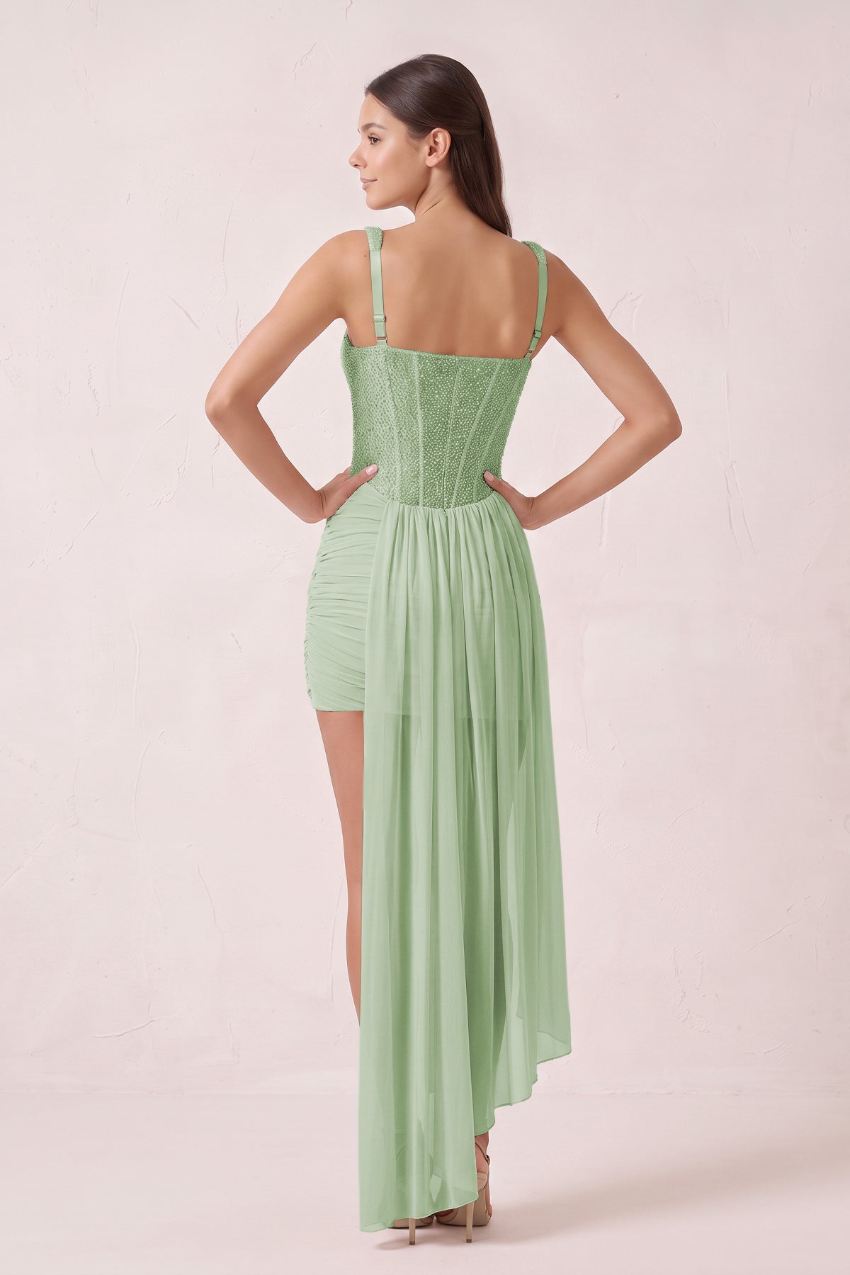 Sparkly Pink Sweetheart Corset Bodycon Tulle Homecoming Dress with Ribbon