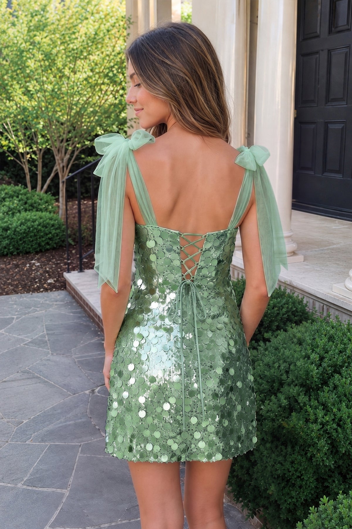 Silver Sparkly V-Neck A-Line Sequin Homecoming Dress
