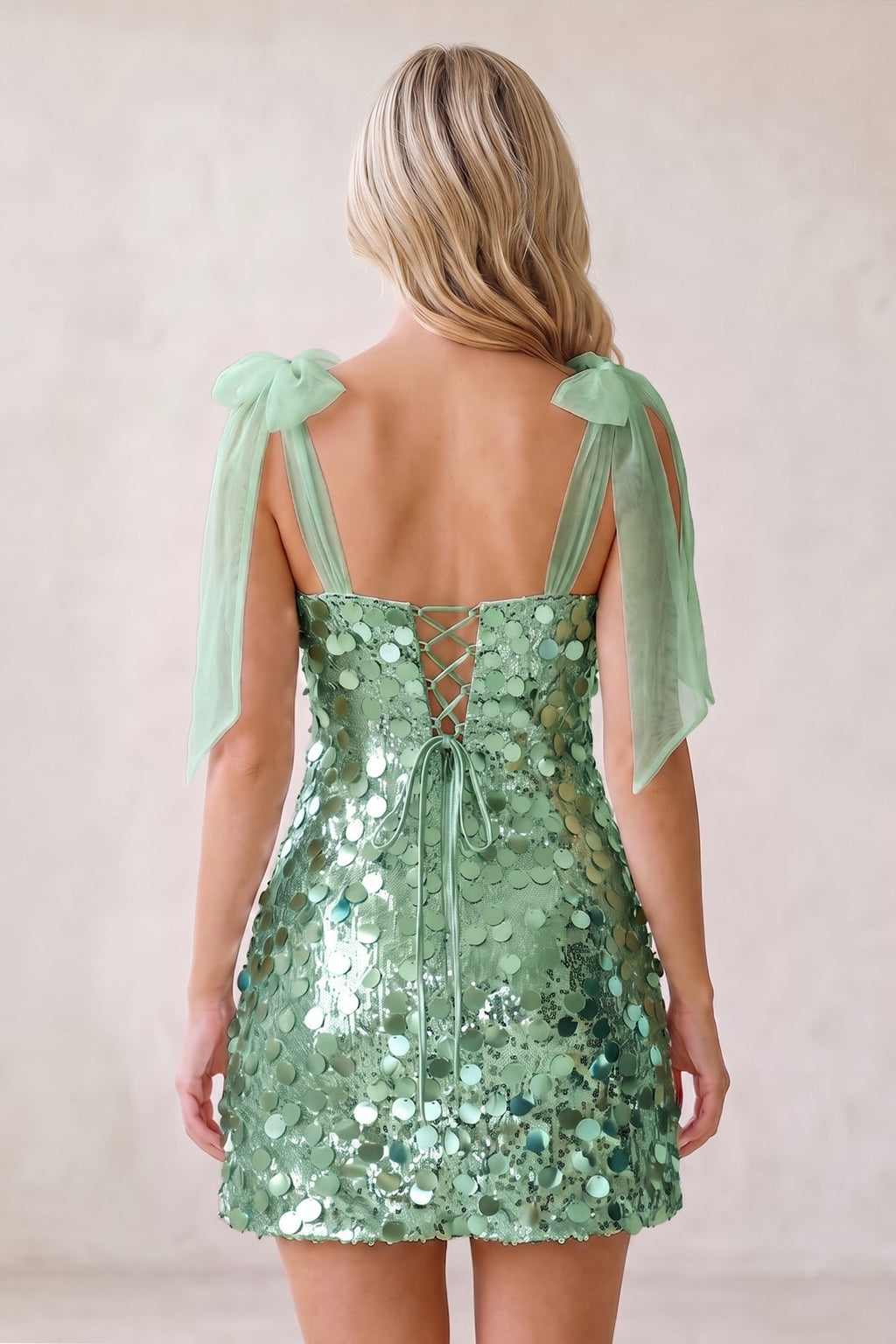 Silver Sparkly V-Neck A-Line Sequin Homecoming Dress