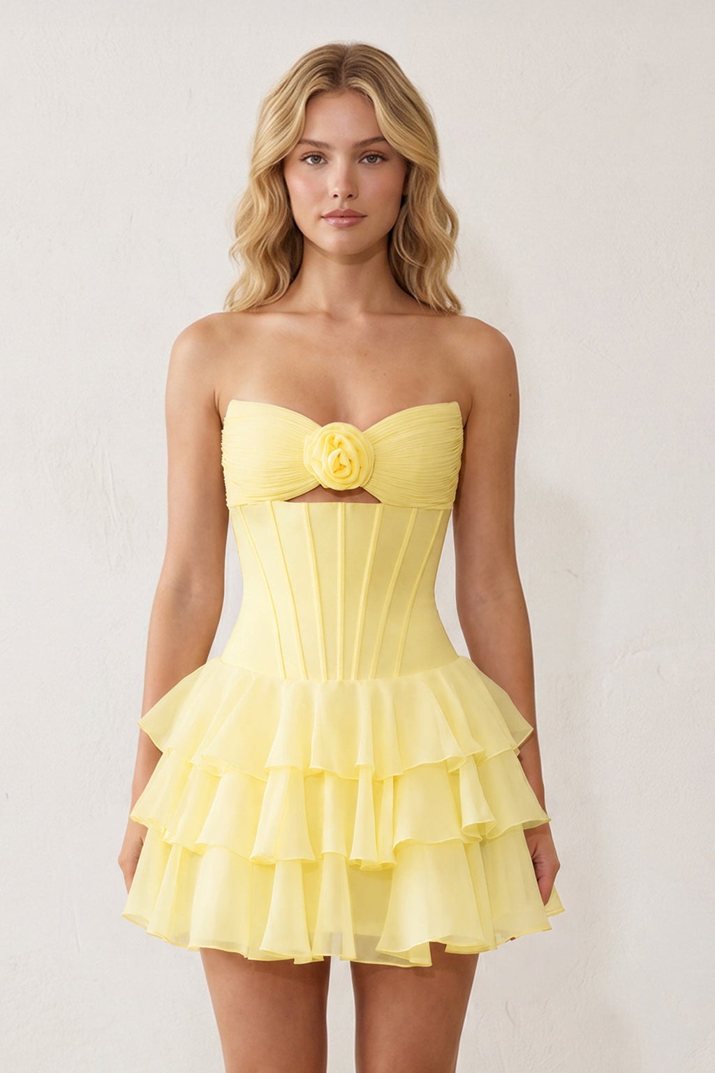 Sky Blue 3D-Flower Sweetheart Cut-Out Ruffled A-Line Satin Homecoming Dress