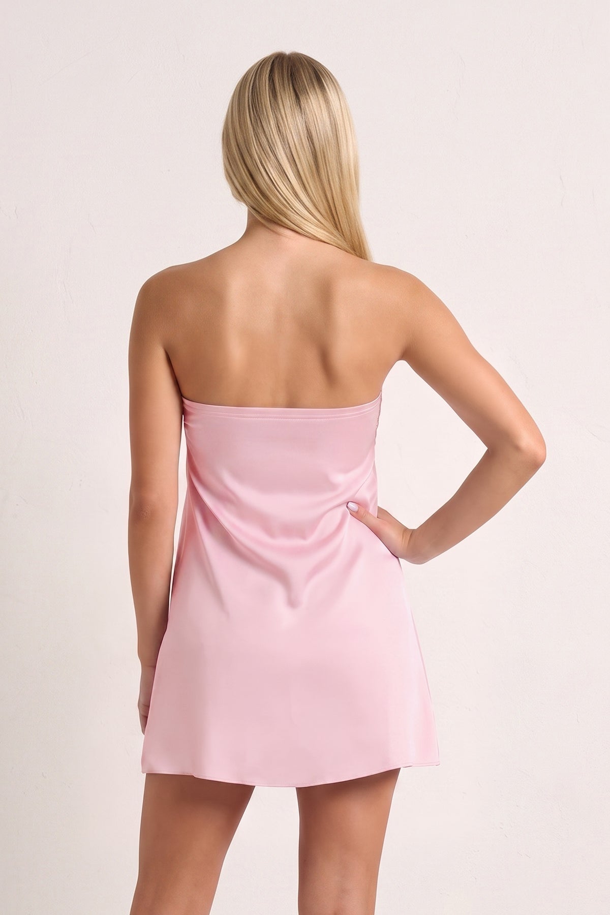 Sky Blue Strapless A-Line Satin Homecoming Dress with Ribbon