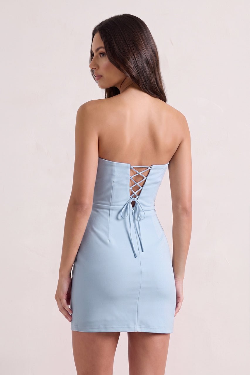 Strapless Yellow Corset Bodycon Short Satin Homecoming Dress