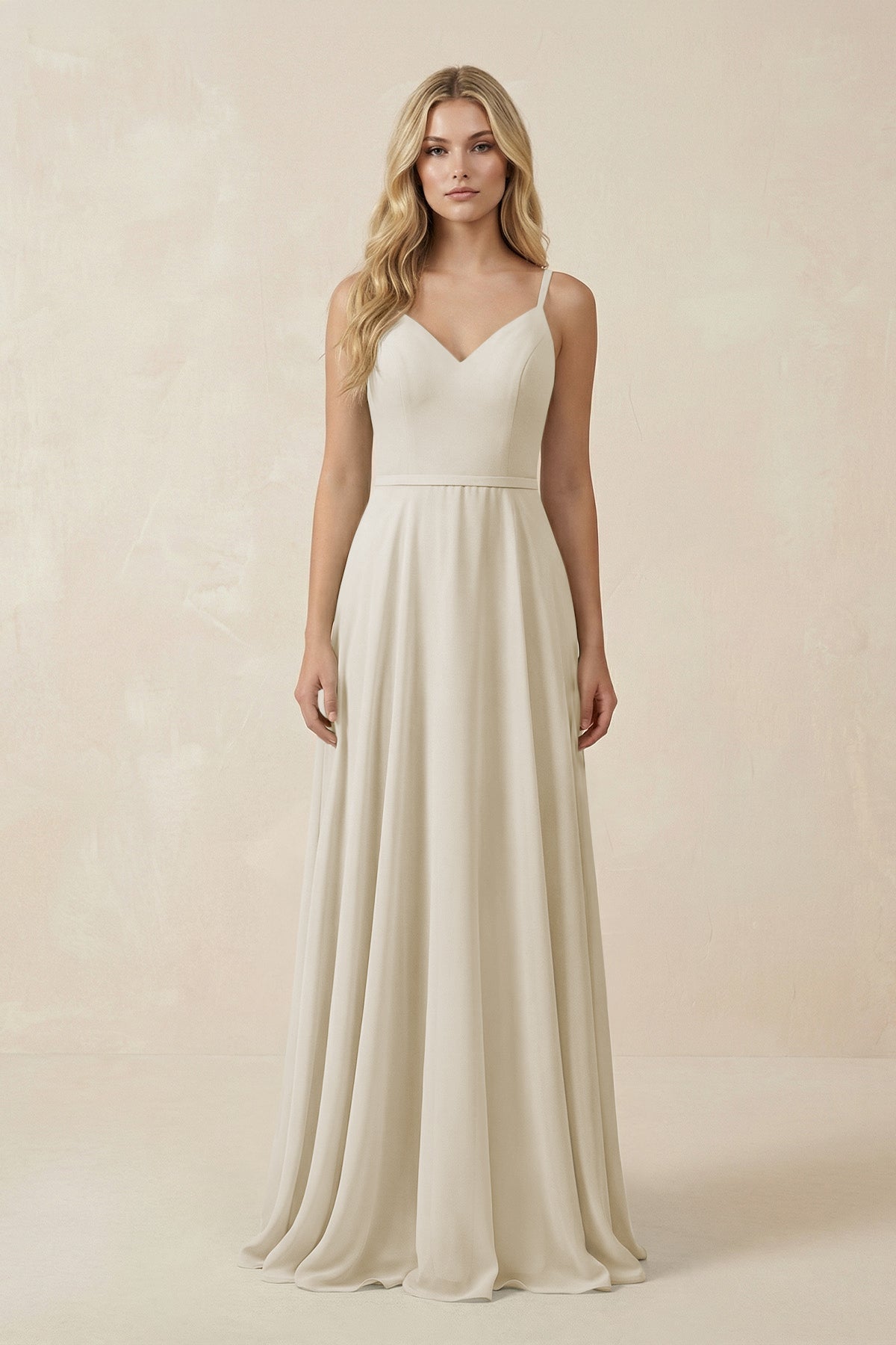 V-Neck A-Line Chiffon Bridesmaid Dress with Crisscross Back in Dove Gray