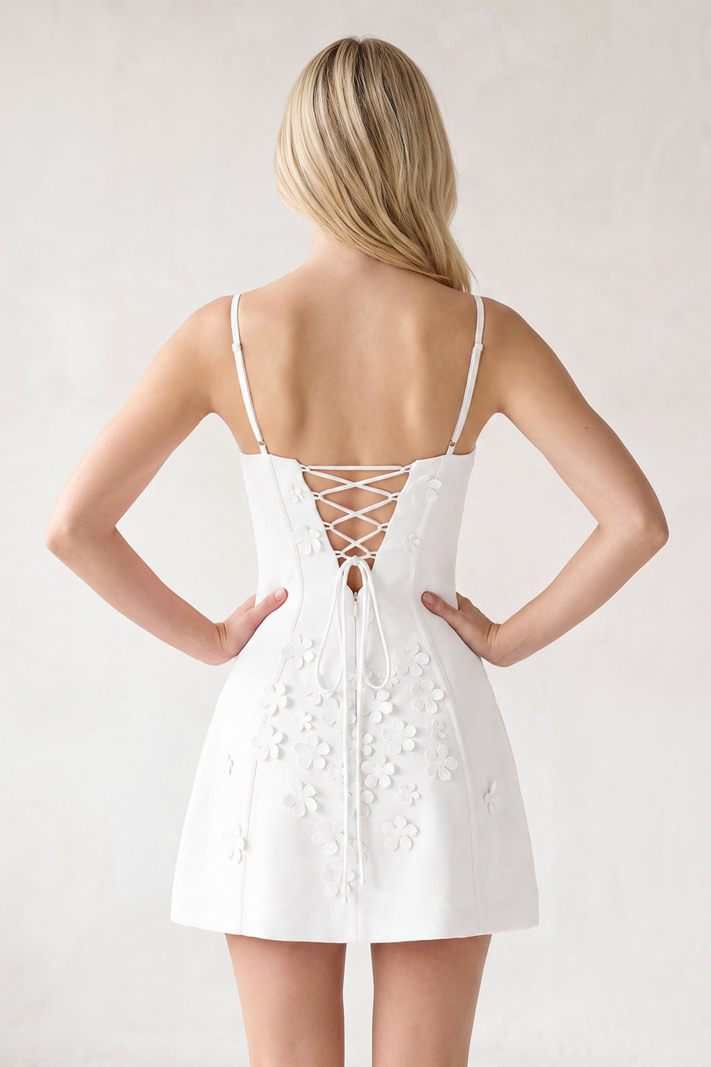 Pink A-Line Appliqued Spaghetti Straps Short Homecoming Dress