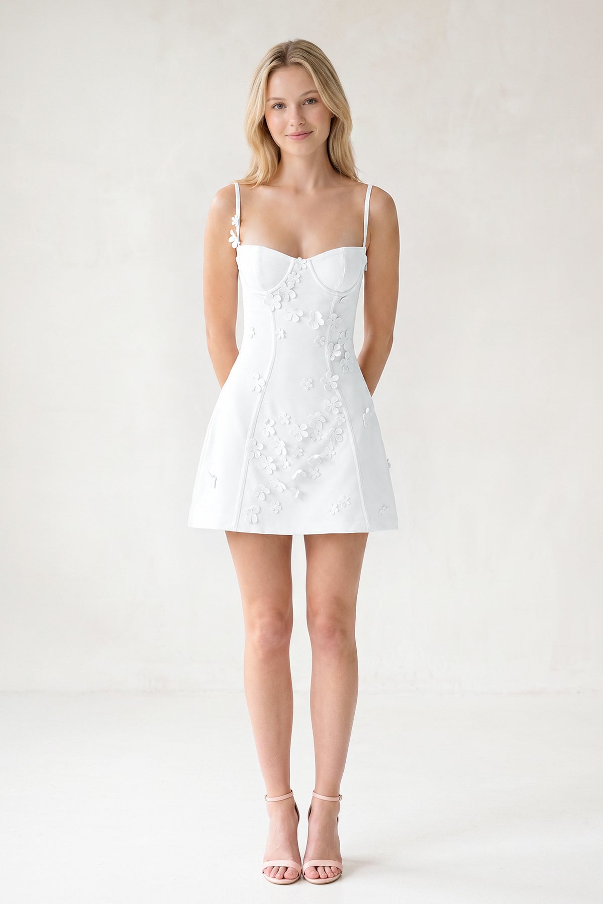 Pink A-Line Appliqued Spaghetti Straps Short Homecoming Dress