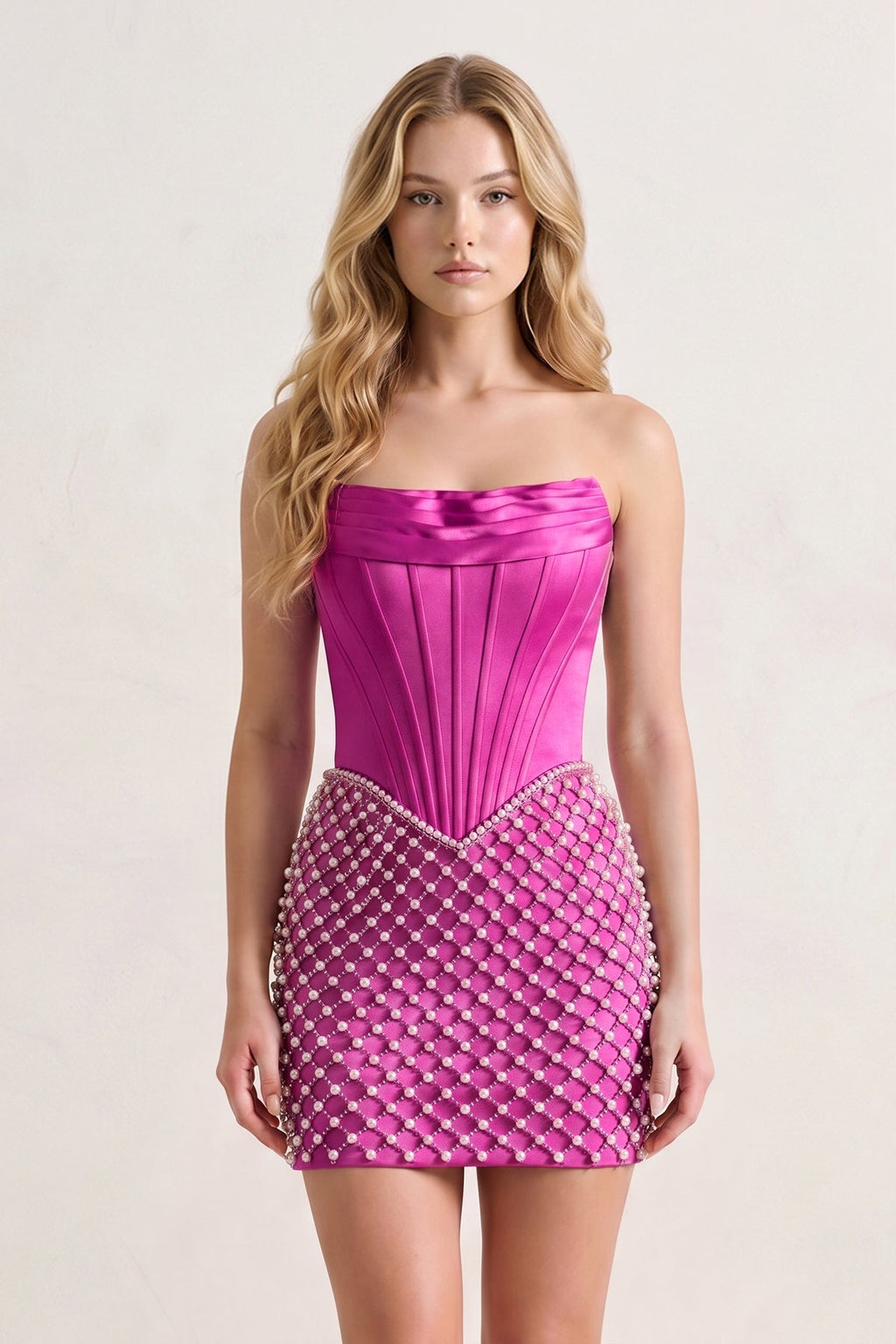 Yellow Corset Strapless Sheath Satin Homecoming Dress With Pearl