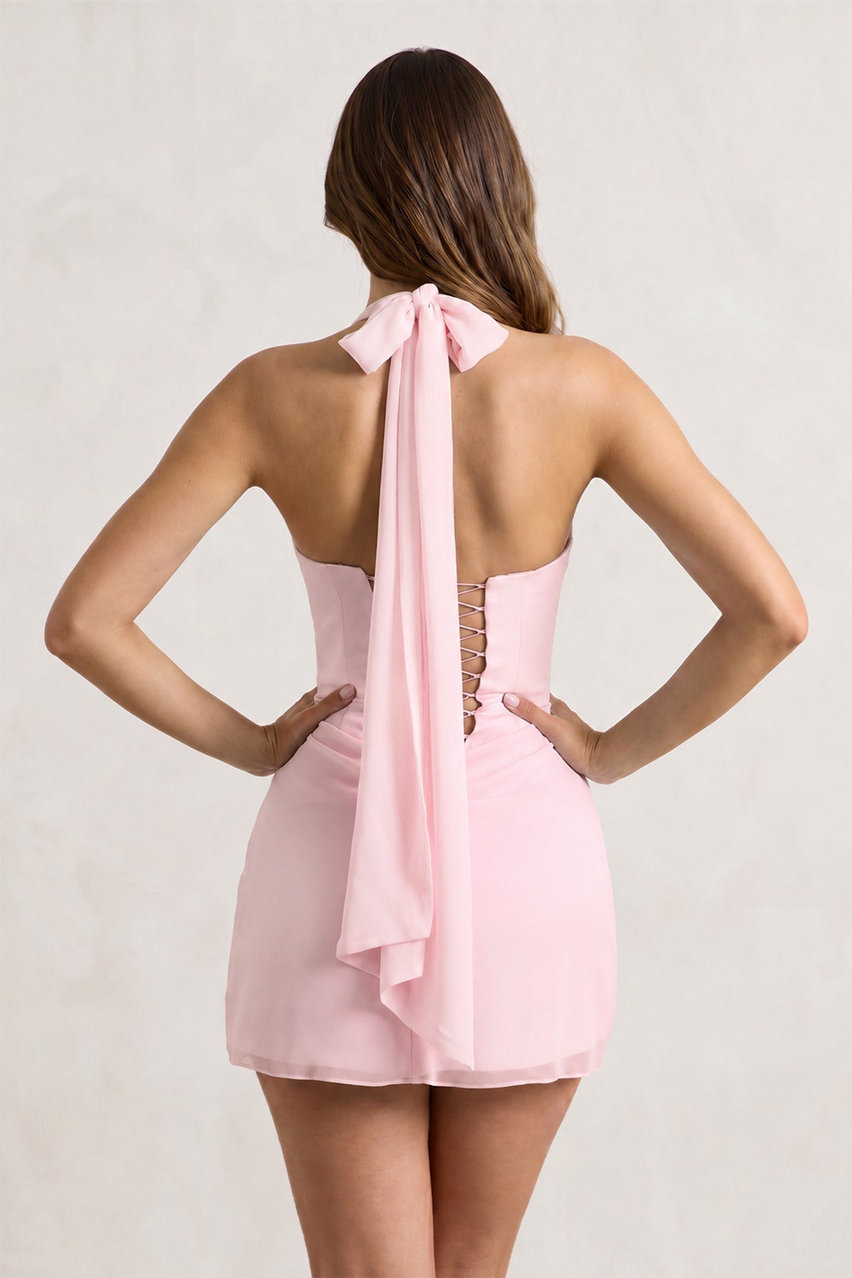 Yellow Halter Sheath Satin Chiffon Homecoming Dress