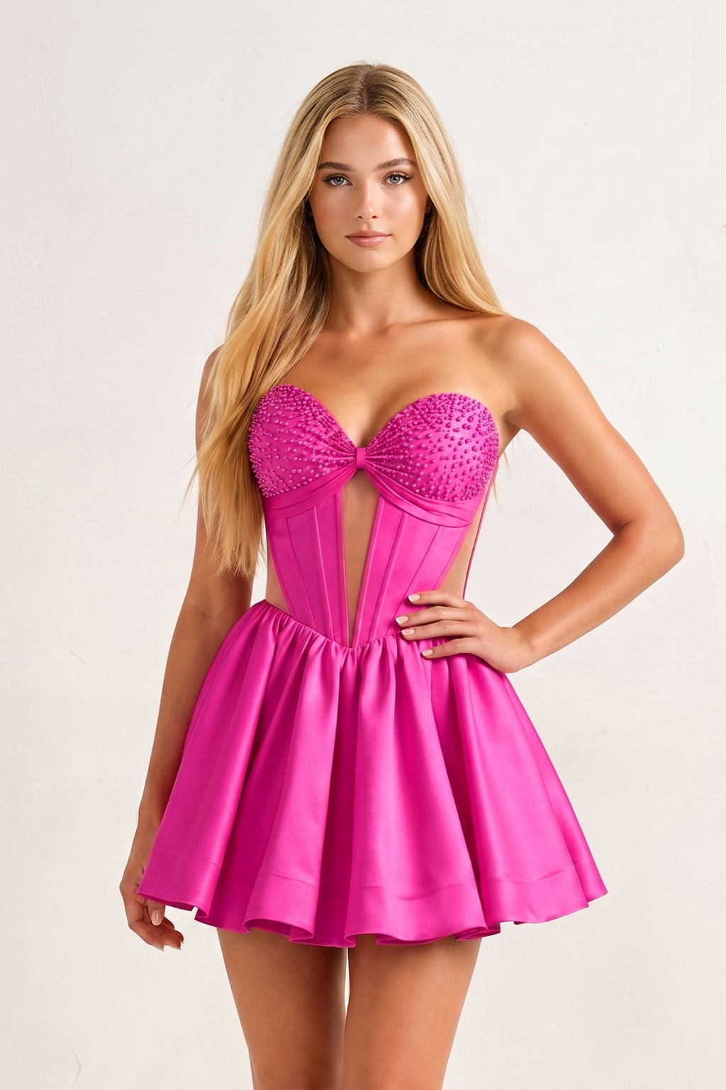 Yellow Sweetheart Cut-Out Satin A-Line Corset Homecoming Dress